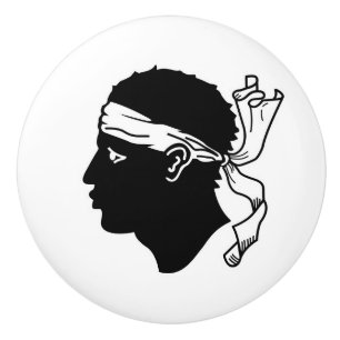 Ceramic knob pull with flag of Corsica