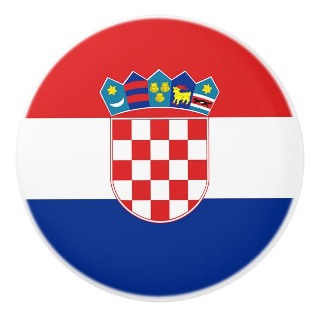 Ceramic knob pull with flag of Croatia (Front)