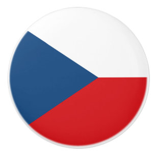 Ceramic knob pull with flag of Czechia