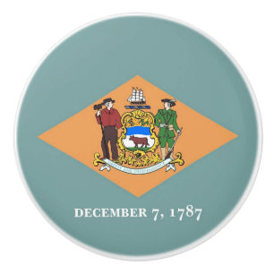 Ceramic knob pull with flag of Delaware, USA