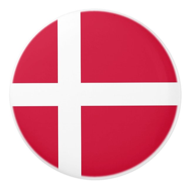 Ceramic knob pull with flag of Denmark (Front)