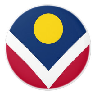 Ceramic knob pull with flag of Denver City, USA