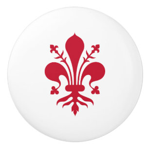 Ceramic knob pull with flag of Florence, Italy