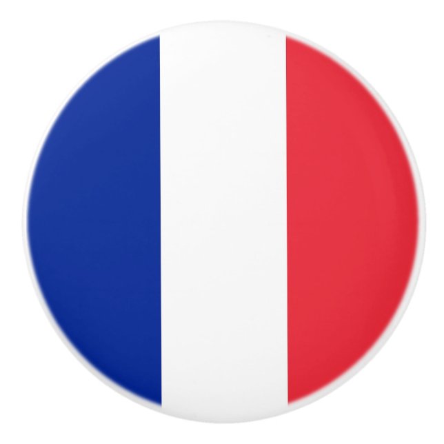 Ceramic knob pull with flag of France (Front)