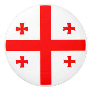 Ceramic knob pull with flag of Georgia