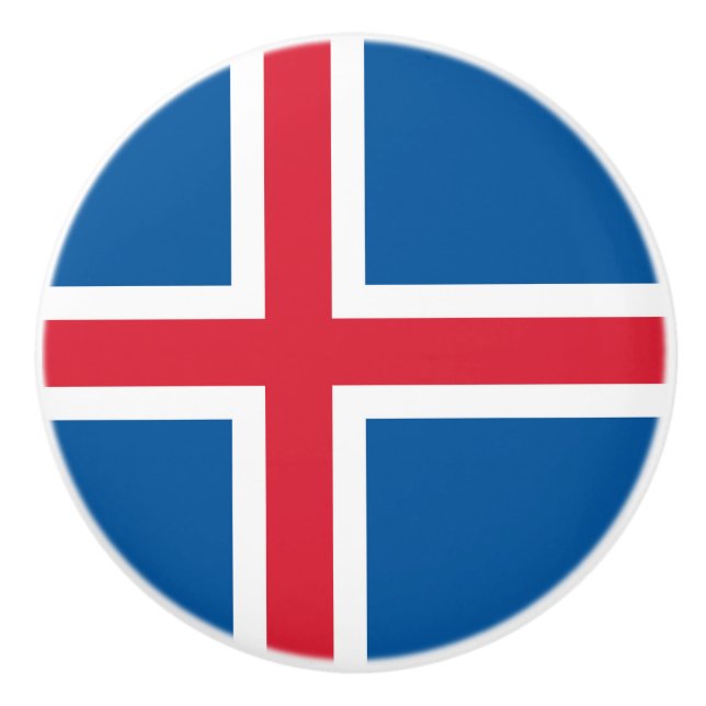 Ceramic knob pull with flag of Iceland (Front)