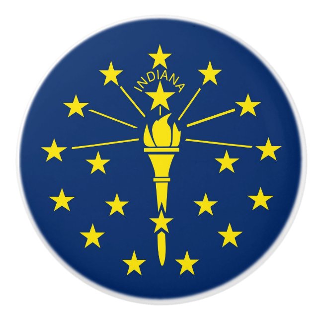 Ceramic knob pull with flag of Indiana State, USA (Front)