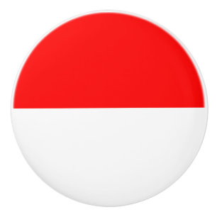 Ceramic knob pull with flag of Indonesia