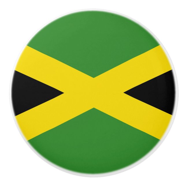 Ceramic knob pull with flag of Jamaica (Front)