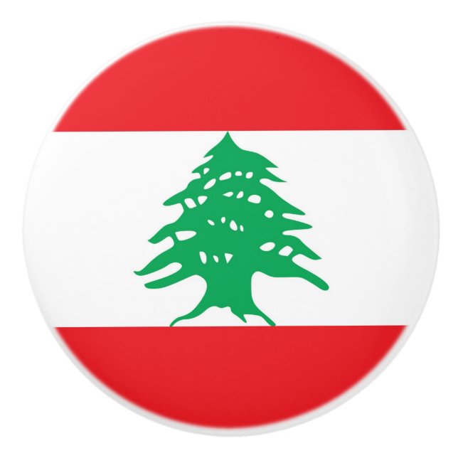 Ceramic knob pull with flag of Lebanon (Front)