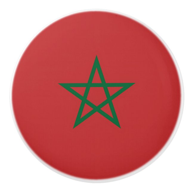 Ceramic knob pull with flag of Morocco (Front)