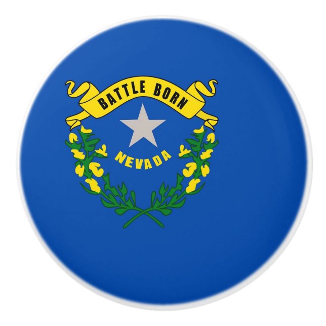 Ceramic knob pull with flag of Nevada, USA (Front)