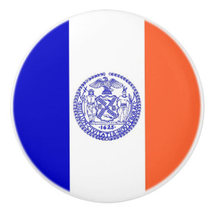 Ceramic knob pull with flag of New York City, USA