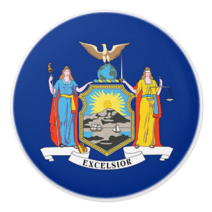 Ceramic knob pull with flag of New York, USA