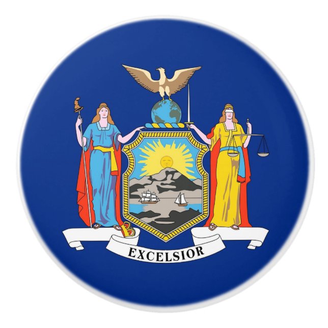 Ceramic knob pull with flag of New York, USA (Front)