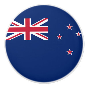 Ceramic knob pull with flag of New Zealand