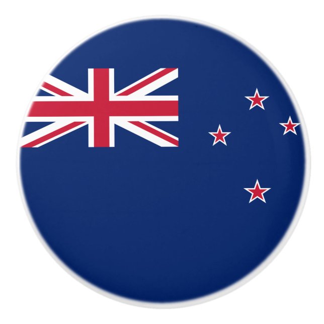 Ceramic knob pull with flag of New Zealand (Front)