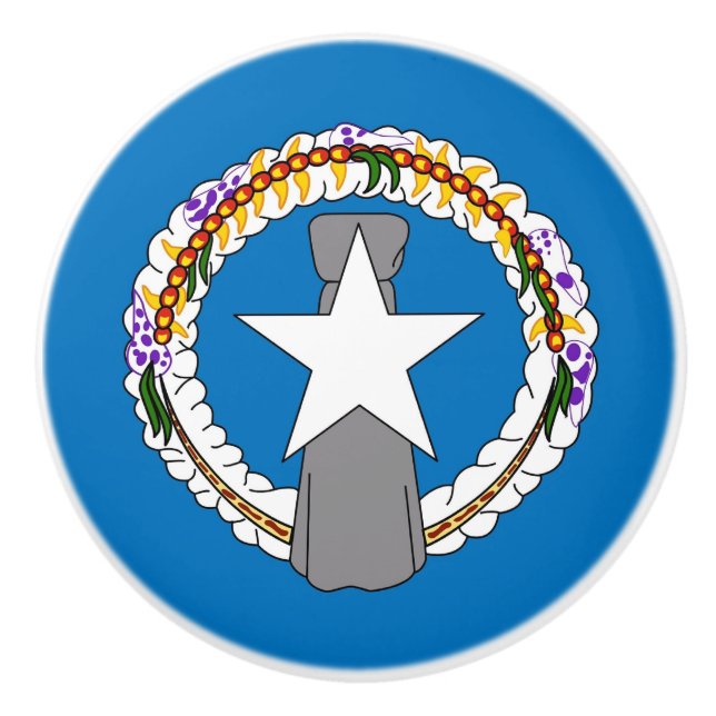 Ceramic knob pull with flag of Northern Mariana (Front)