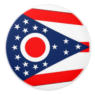 Ceramic knob pull with flag of Ohio, USA