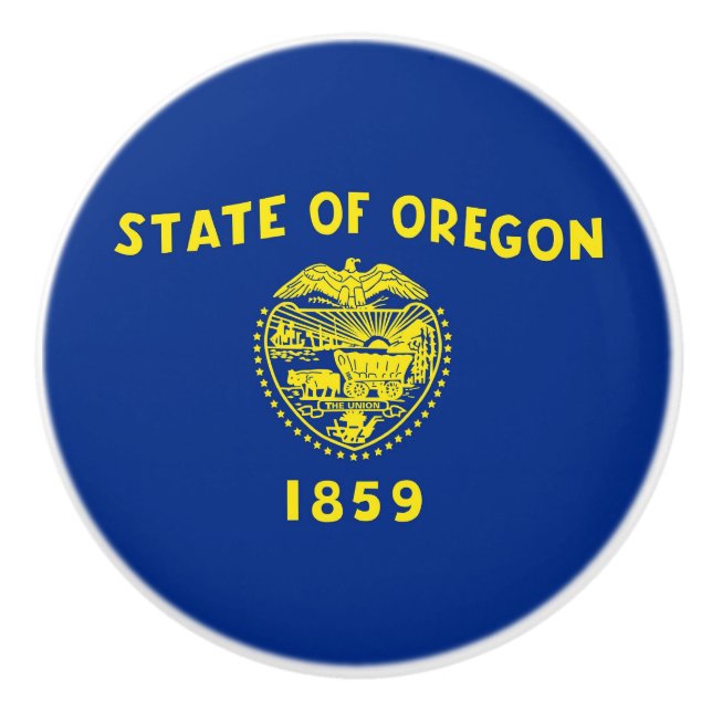 Ceramic knob pull with flag of Oregon State, USA (Front)