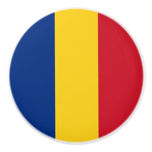 Ceramic knob pull with flag of Romania (Front)