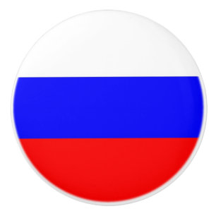 Ceramic knob pull with flag of Russia
