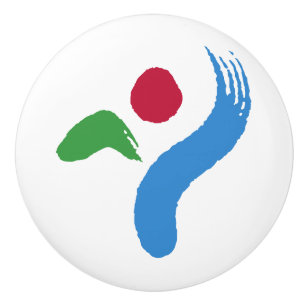 Ceramic knob pull with flag of Seoul, South Korea