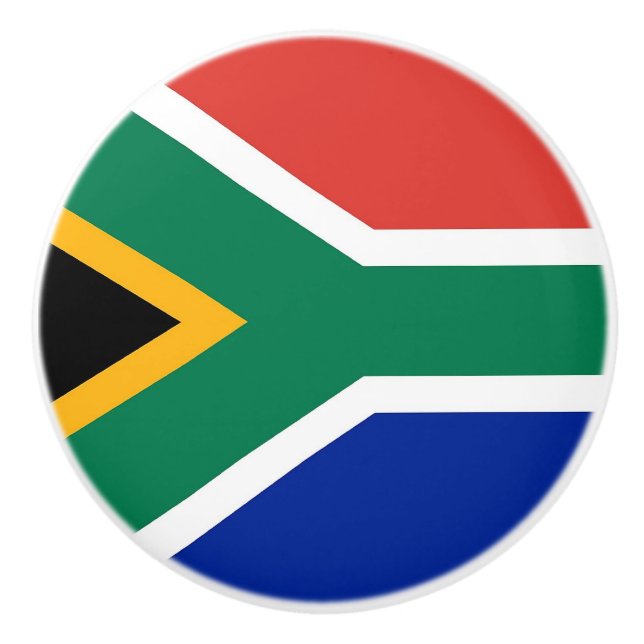 Ceramic knob pull with flag of South Africa (Front)