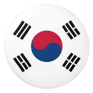 Ceramic knob pull with flag of South Korea