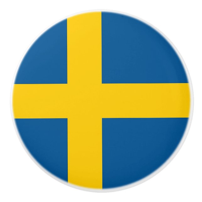 Ceramic knob pull with flag of Sweden (Front)