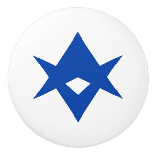 Ceramic knob pull with flag of Toyota City, Japan