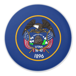 Ceramic knob pull with flag of Utah State, USA
