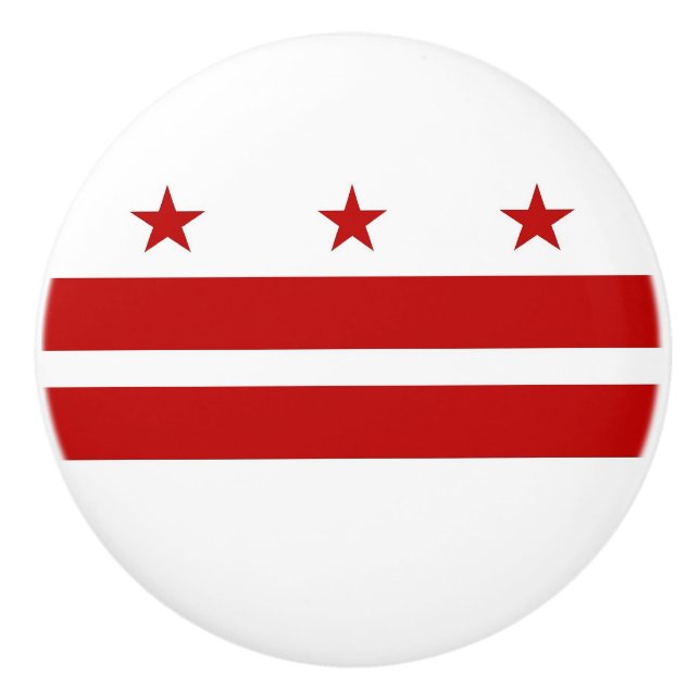 Ceramic knob pull with flag of Washington DC, USA (Front)