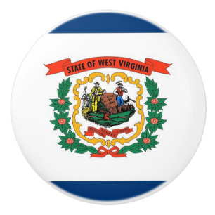 Ceramic knob pull with flag of West Virginia State