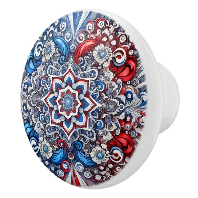 Ceramic knob pull with French Colours (Right)