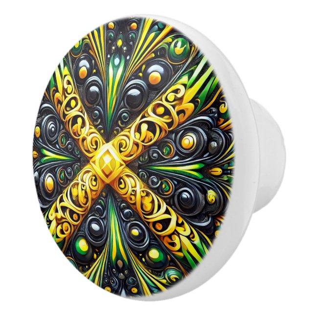 Ceramic knob pull with Jamaican Colours (Right)