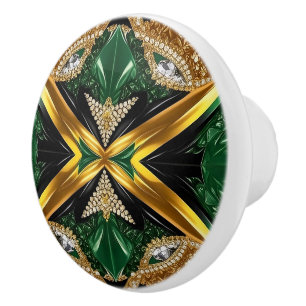 Ceramic knob pull with Jamaican Colours