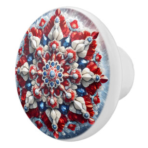 Ceramic knob pull with Norwegian Colours