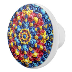 Ceramic knob pull with Romanian Colours