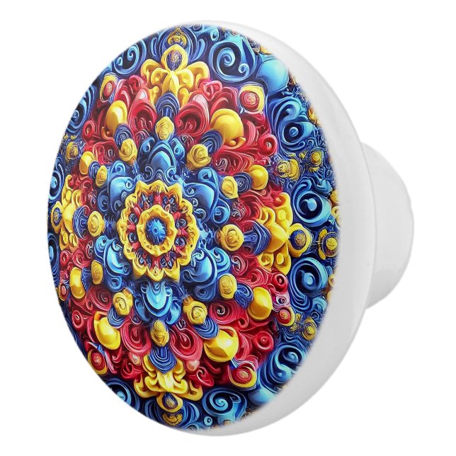 Ceramic knob pull with Romanian Colours (Right)