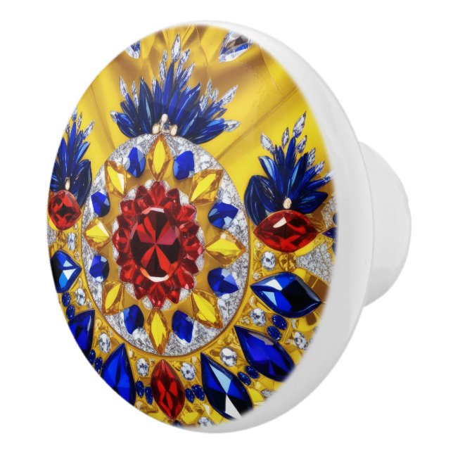 Ceramic knob pull with Romanian Colours (Right)