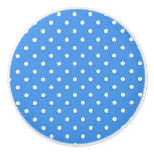 Ceramic Knob/White Polka Dots-Blue Background Ceramic Knob