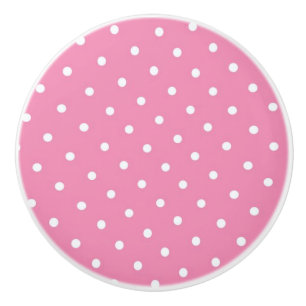 Ceramic Knob/White Polka Dots-Pink Background Ceramic Knob