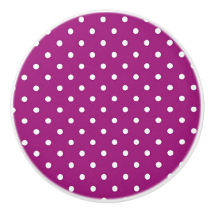 Ceramic Knob/White Polka Dots-Purple Background Ceramic Knob