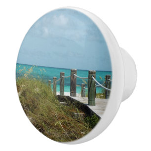 CERAMIC KNOB/ WOODEN BOARDWALK THROUGH SEA GRASS KNOB