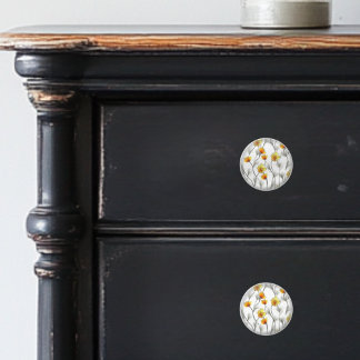 Ceramic Knobs With Delicate Orange Flowers