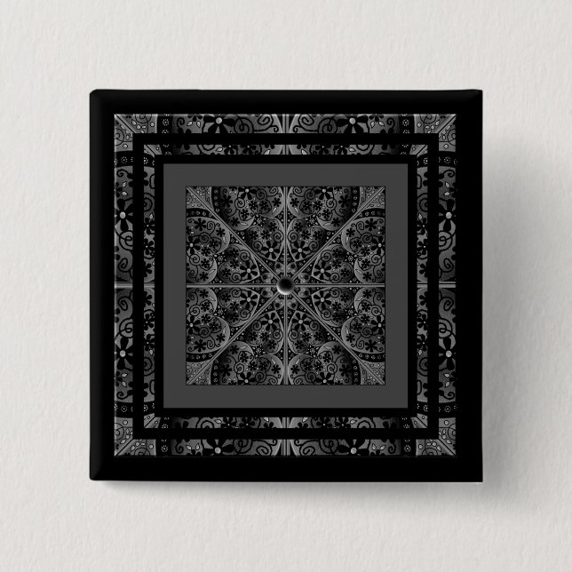 Ceramic Lace black 2 Inch Square Button (Front)