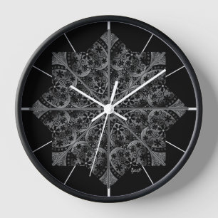 Ceramic Lace Black Clock