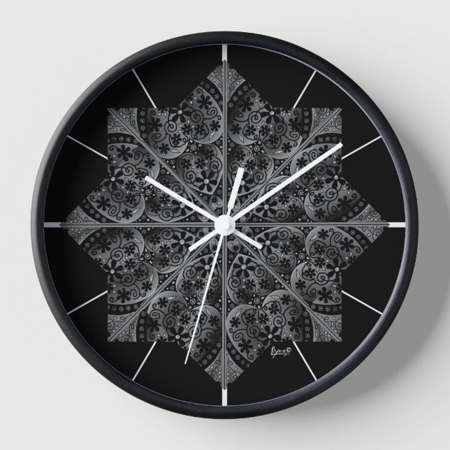 Ceramic Lace Black Clock (Front)