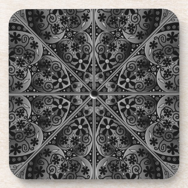 Ceramic Lace Black Coaster (Front)